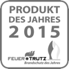 das Bild ist ein Siegel mit dem Text: "Produkt des Jahres 2015 Feuertrutz"