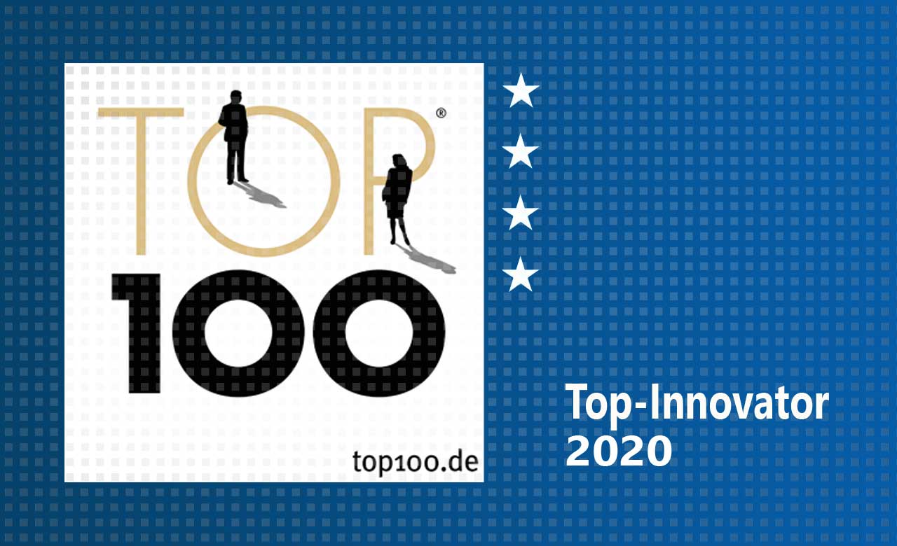 Das Bild zeigt die Texte: "TOP100" und  "Top-Innovator 2020 "