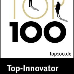 Das Bild zeigt das TOP 100 Innovator Logo welches Aumüller als Top-Innovator im Mittelstand 2017  auszeichnet