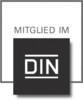 das Logo zeigt den Text: "Mitglied im DIN