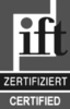 Das Logo zeigtden Text: "ift zertifiziert certified"