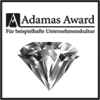 Das AdamasAward Bild zeigt ein Siegel mit einen Diamanten unter dem Text:"AdamasAward-für beispielhafte Unternehmenskultur"
